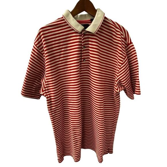 VTG Greg Norman Collection Polo Shirt Red & Ivory Stripes Men’s Size Large - Picture 1 of 12